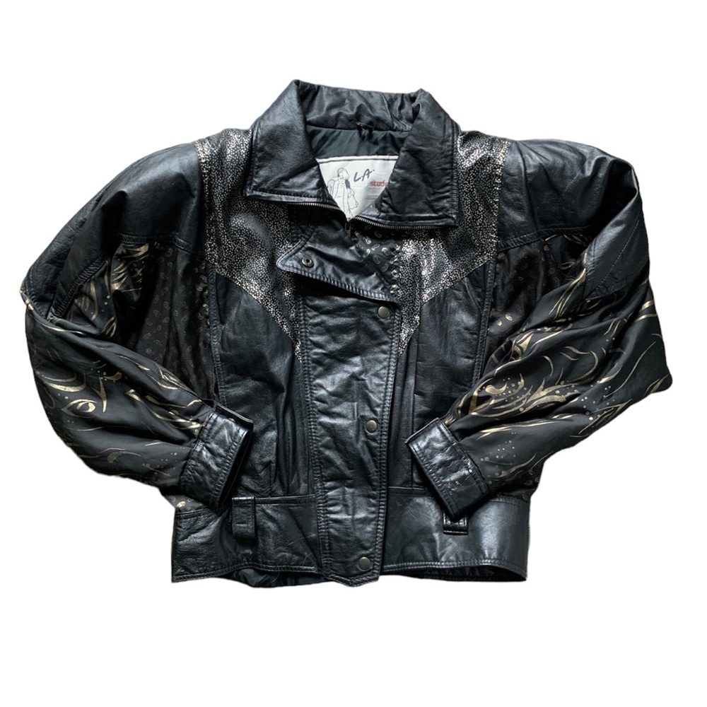 Vintage LA Studio Black Leather Padded Jacket M
